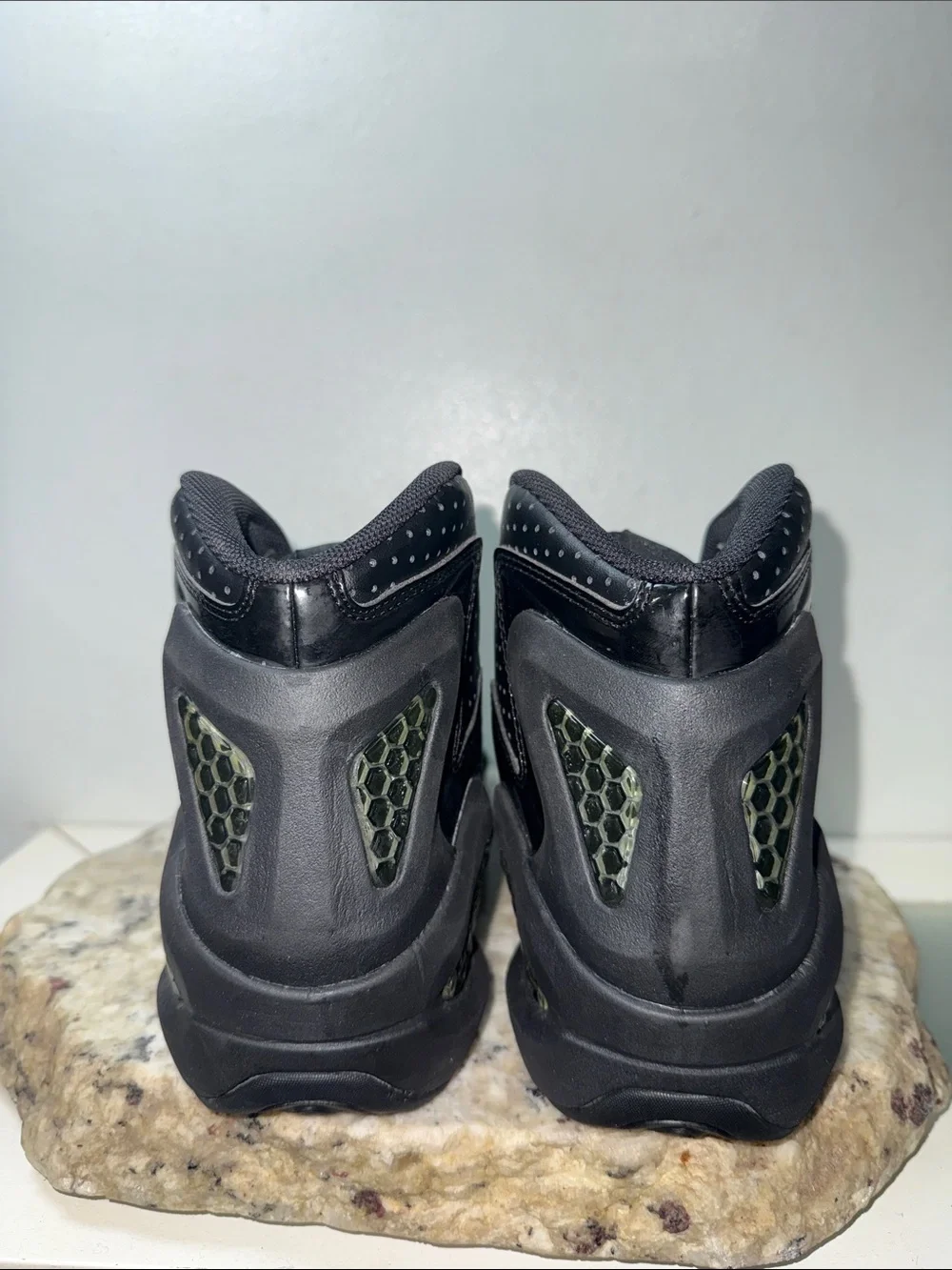 Reebok Men's Sermon-M Black Steel Retro Leather High-Top Sneakers Size 10.5